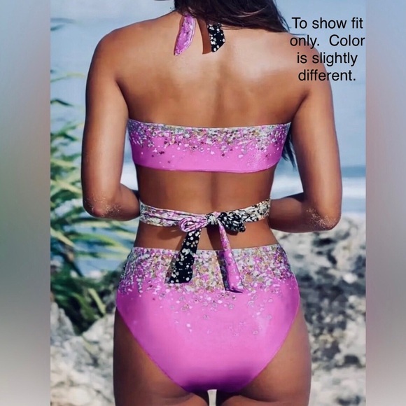 NWOT Fashion Womens 2pc Pink Leopard Print Surprise V-Neck Bikini Set Size 2XL - Picture 9 of 14